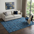 9' X 12' Navy Blue And Gray Floral Medallion Washable Area Rug With UV Protection