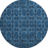 9' X 12' Navy Blue And Gray Floral Medallion Washable Area Rug With UV Protection