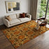 9' X 12' Rust Copper And Gold Floral Medallion Washable Area Rug With UV Protection