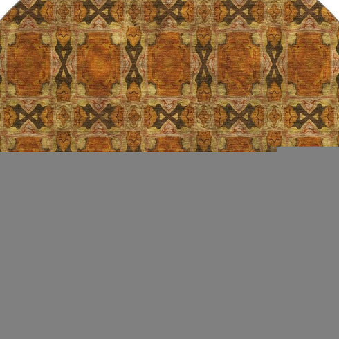 9' X 12' Rust Copper And Gold Floral Medallion Washable Area Rug With UV Protection
