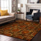 9' X 12' Rust Copper And Gold Floral Medallion Washable Area Rug With UV Protection