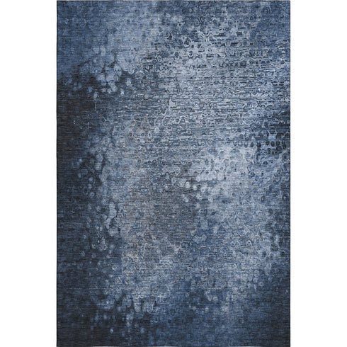 5' X 8' Blue And Ivory Abstract Washable Area Rug With UV Protection