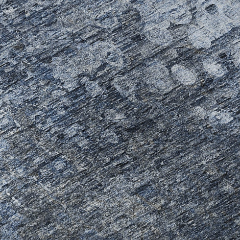 5' X 8' Blue And Ivory Abstract Washable Area Rug With UV Protection
