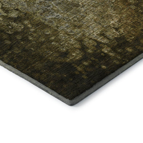 5' X 8' Brown And Ivory Abstract Washable Area Rug With UV Protection