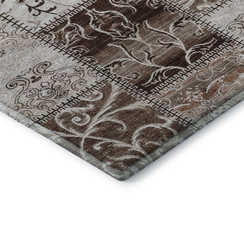9' X 12' Beige And Ivory Patchwork Distressed Washable Area Rug With UV Protection