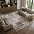 9' X 12' Beige And Ivory Patchwork Distressed Washable Area Rug With UV Protection