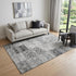 9' X 12' Gray And Ivory Patchwork Distressed Washable Area Rug With UV Protection