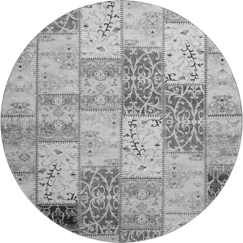 9' X 12' Gray And Ivory Patchwork Distressed Washable Area Rug With UV Protection