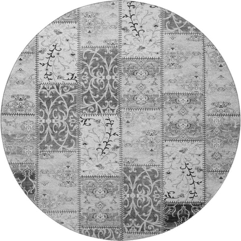 9' X 12' Gray And Ivory Patchwork Distressed Washable Area Rug With UV Protection