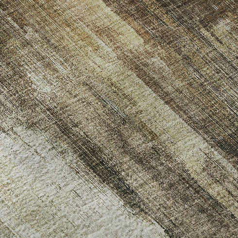 5' X 8' Chocolate Gray And Ivory Abstract Washable Area Rug With UV Protection