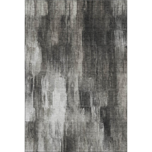 5' X 8' Gray And Ivory Abstract Washable Area Rug With UV Protection