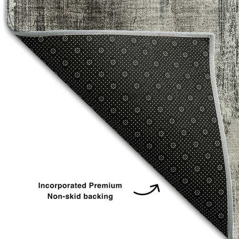 5' X 8' Gray And Ivory Abstract Washable Area Rug With UV Protection