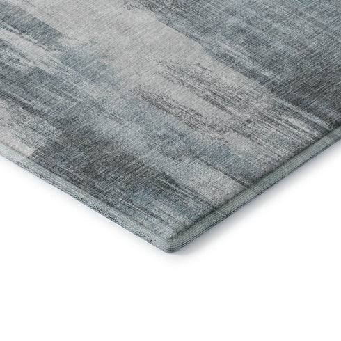 5' X 8' Teal And Ivory Abstract Washable Area Rug With UV Protection