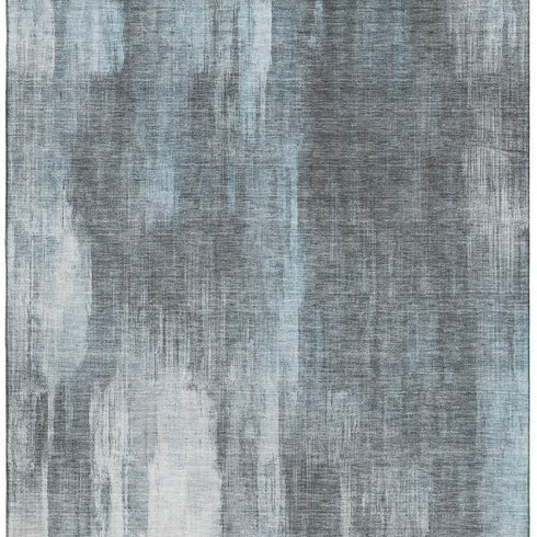 5' X 8' Teal And Ivory Abstract Washable Area Rug With UV Protection