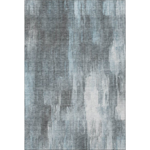 5' X 8' Teal And Ivory Abstract Washable Area Rug With UV Protection