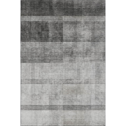 5' X 8' Gray And Ivory Abstract Washable Area Rug With UV Protection