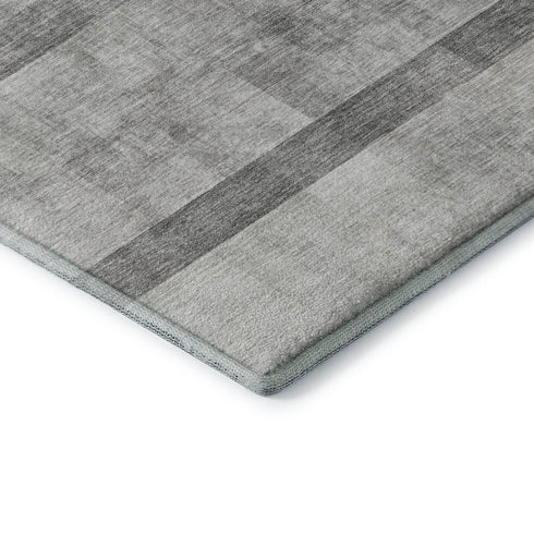 5' X 8' Gray And Ivory Abstract Washable Area Rug With UV Protection
