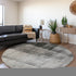 8' Gray And Ivory Abstract Washable Round Rug With UV Protection
