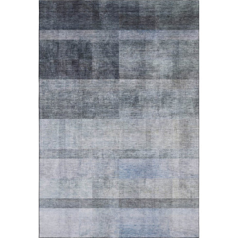 5' X 8' Navy Blue And Ivory Abstract Washable Area Rug With UV Protection