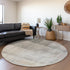 8' Taupe And Ivory Abstract Washable Round Rug With UV Protection