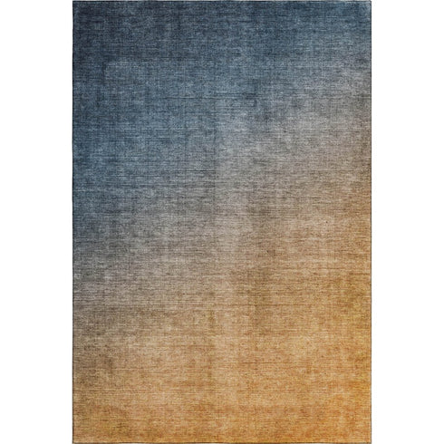 9' X 12' Navy Blue And Orange Ombre Washable Area Rug With UV Protection