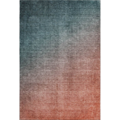 8' X 10' Teal And Rust Ombre Washable Area Rug With UV Protection