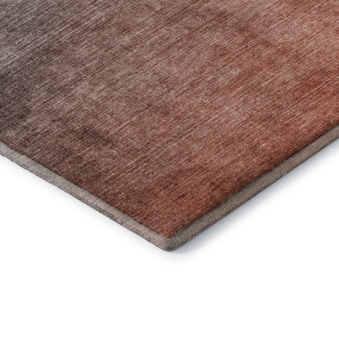 8' X 10' Teal And Rust Ombre Washable Area Rug With UV Protection