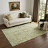 9' X 12' Fern Green And Ivory Oriental Washable Area Rug With UV Protection