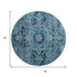 9' X 12' Blue And Ivory Oriental Washable Area Rug With UV Protection