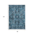 9' X 12' Blue And Ivory Oriental Washable Area Rug With UV Protection