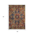 9' X 12' Rust Blue And Gold Oriental Washable Area Rug With UV Protection