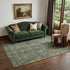 9' X 12' Green And Gray Medallion Distressed Washable Area Rug With UV Protection