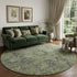 9' X 12' Green And Gray Medallion Distressed Washable Area Rug With UV Protection