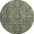 9' X 12' Green And Gray Medallion Distressed Washable Area Rug With UV Protection