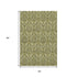 9' X 12' Green And Ivory Floral Washable Area Rug With UV Protection