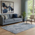 5' X 8' Blue And Ivory Abstract Washable Area Rug With UV Protection