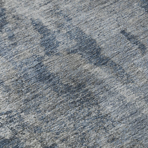 5' X 8' Blue And Ivory Abstract Washable Area Rug With UV Protection