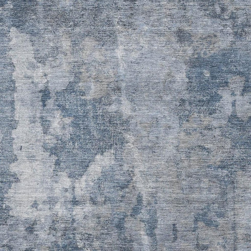 5' X 8' Blue And Ivory Abstract Washable Area Rug With UV Protection