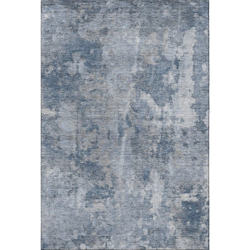 5' X 8' Blue And Ivory Abstract Washable Area Rug With UV Protection