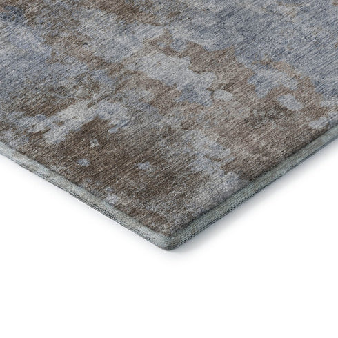 5' X 8' Brown And Ivory Abstract Washable Area Rug With UV Protection