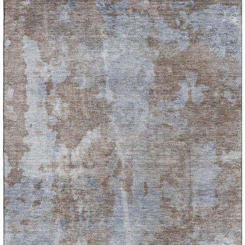 5' X 8' Brown And Ivory Abstract Washable Area Rug With UV Protection