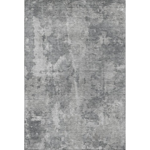 5' X 8' Gray And Ivory Abstract Washable Area Rug With UV Protection