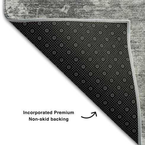 5' X 8' Gray And Ivory Abstract Washable Area Rug With UV Protection