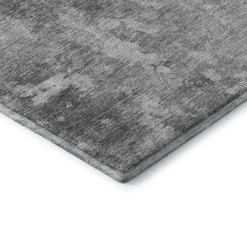 5' X 8' Gray And Ivory Abstract Washable Area Rug With UV Protection