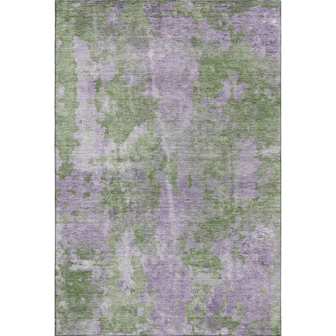8' X 10' Green And Ivory Abstract Washable Area Rug With UV Protection