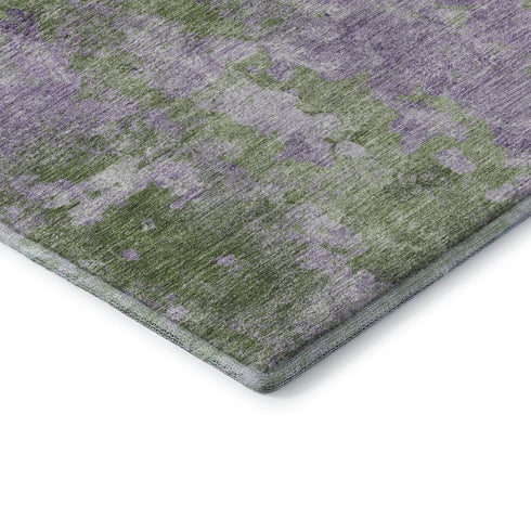 8' X 10' Green And Ivory Abstract Washable Area Rug With UV Protection