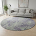 8' Purple And Ivory Abstract Washable Round Rug With UV Protection