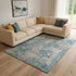 8' X 10' Teal And Ivory Abstract Washable Area Rug With UV Protection
