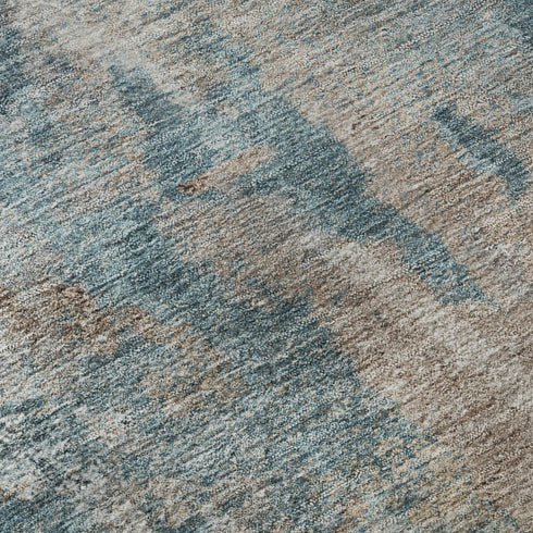 8' X 10' Teal And Ivory Abstract Washable Area Rug With UV Protection