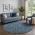 9' X 12' Blue And Ivory Tribal Washable Area Rug With UV Protection